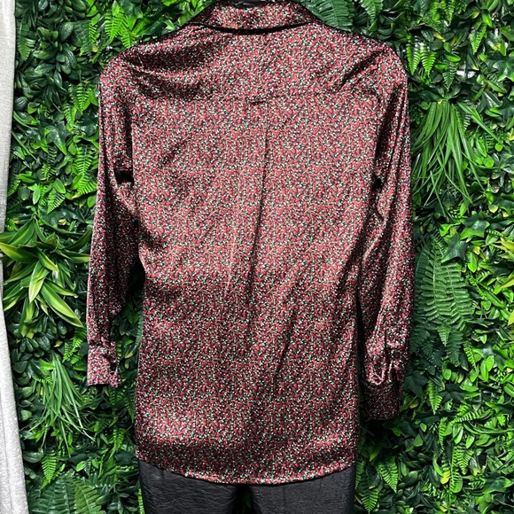 Japra Top Large Womens Red Floral Button Up Collared Long Sleeve Blouse 3530 - Picture 7 of 7